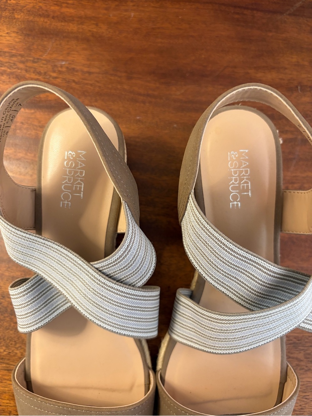 Market & Spruce Celeste Wedge Sandals Women's Size 9 Taupe Strappy Espadrille - Picture 5 of 8